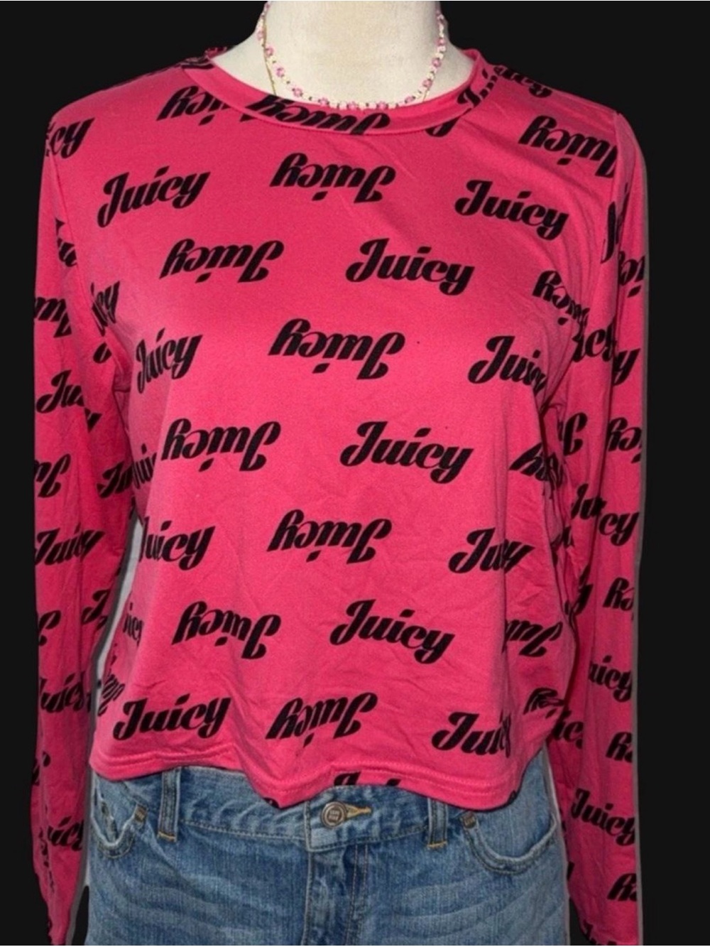 Juicy Couture Hot Pink Long-Sleeve Logo Tee